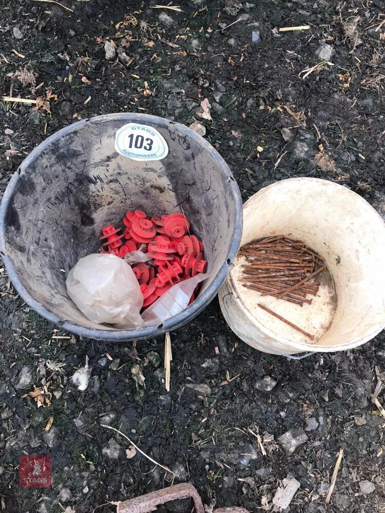 2 BUCKETS & INSULATORS & 4" NAILS