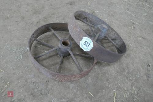 2 ANTIQUE METAL MATCHING WHEELS