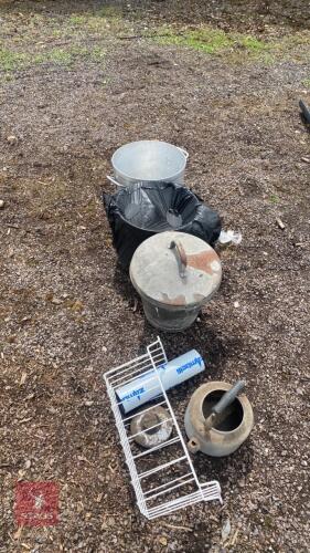 VARIOUS BUCKETS, PANS, KETTLE