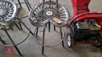 ANTIQUE SILVER CAST TRACTOR SEAT STOOL