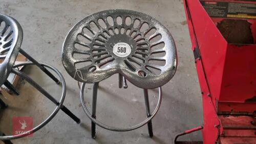 ANTIQUE SILVER CAST TRACTOR SEAT STOOL