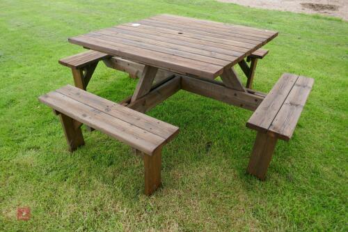 WOODEN SQUARE PICNIC TABLE