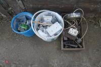 2 BUCKETS & BOX OF ELECTRIC FITTING ETC