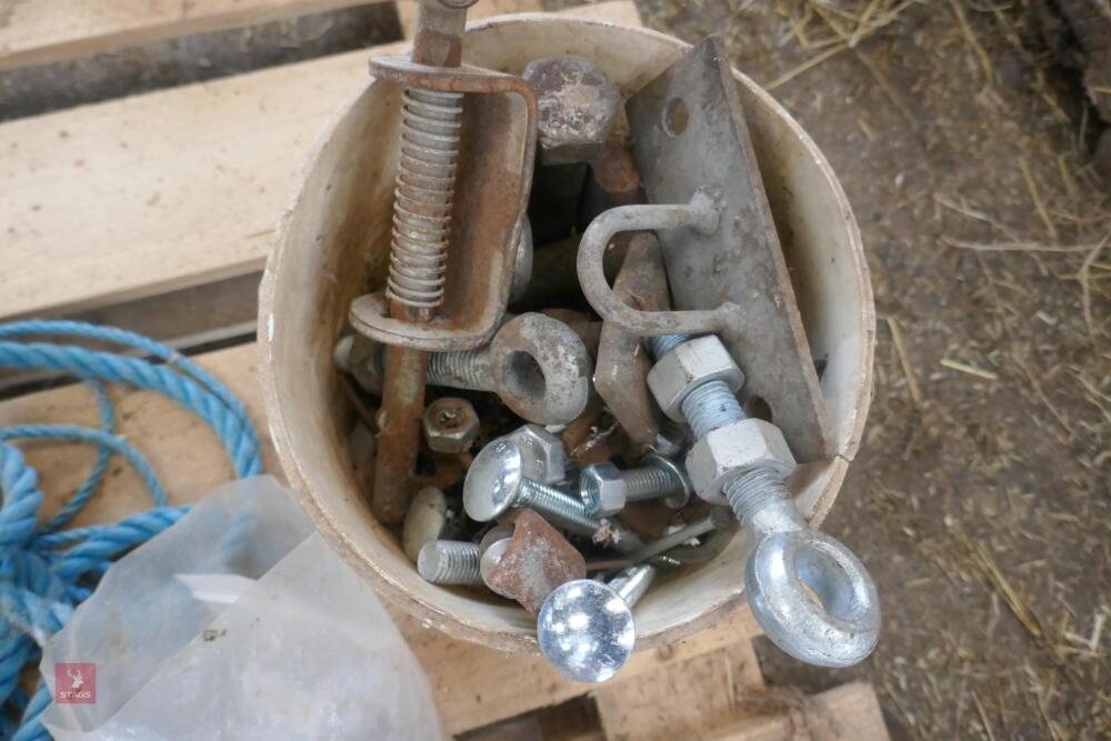 BUCKET OF GATE FITTINGS ETC