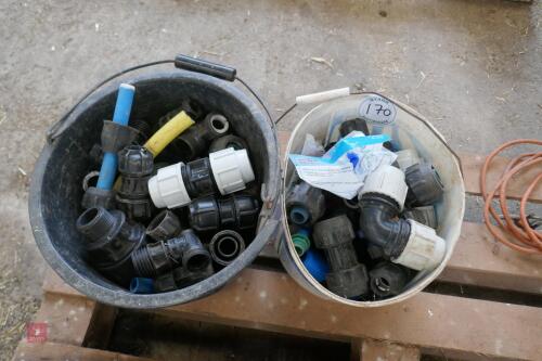 2 X BUCKETS OF PLASTIC WATER FITTINGS