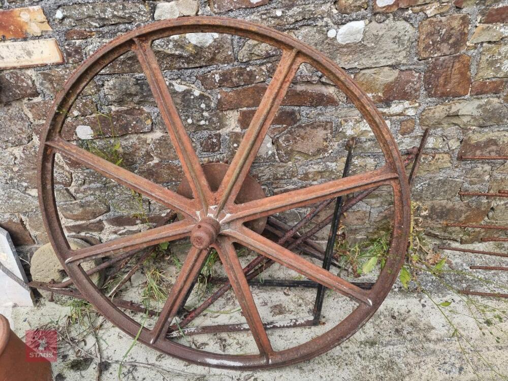 2 LARGE CI IMPLEMENT WHEELS