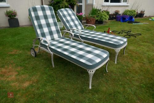 2 METAL FLAME MATCHING SUN LOUNGERS