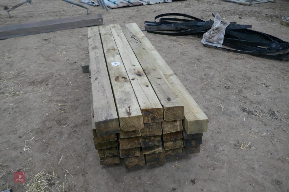 23 6' LONG (5" X 3") WOODEN POSTS