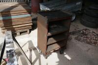 WORKSHOP TROLLEY & 2 METAL TRESSLES - 8